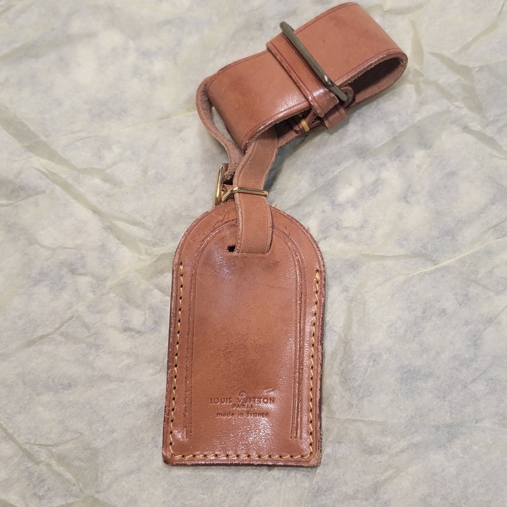 Louis Vuitton Vachetta Luggage Tag and Strap with silver-tone hardware